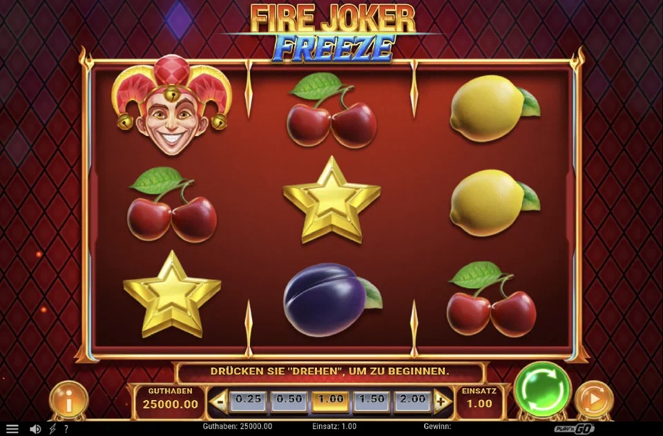 Fire Joker Freeze Spielansicht mit drei Walzen